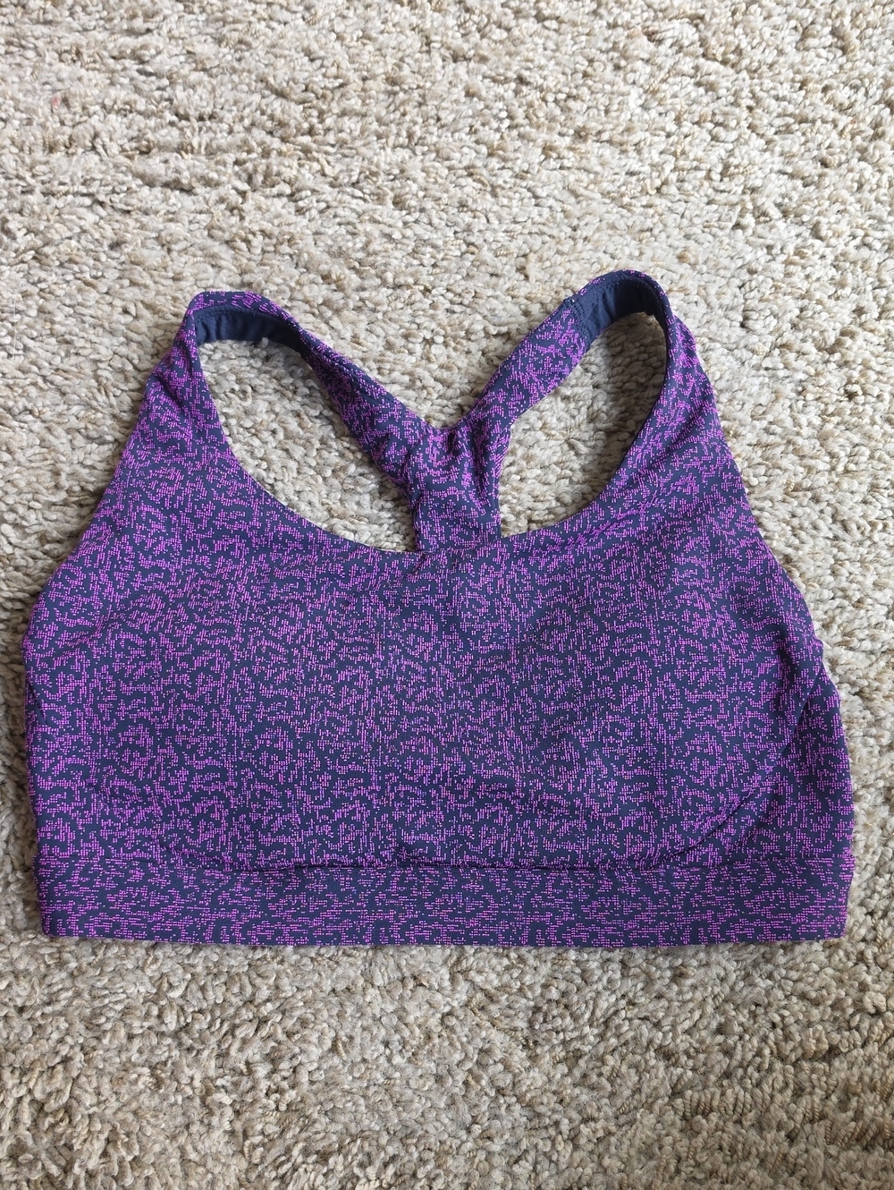 Athleta Purple Patterned Racerback Sports Bra